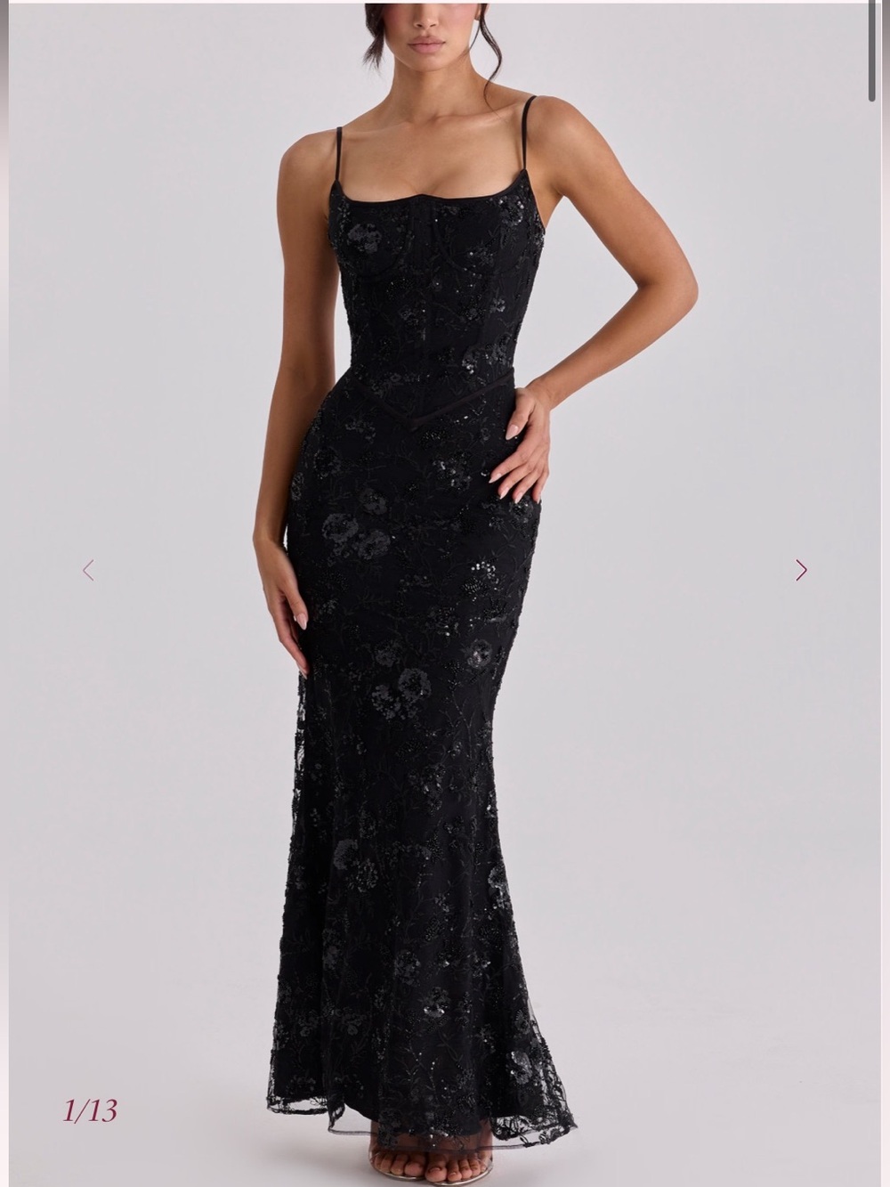 House of CB Naima Limited Edition Black handbeaded embellish corset dress